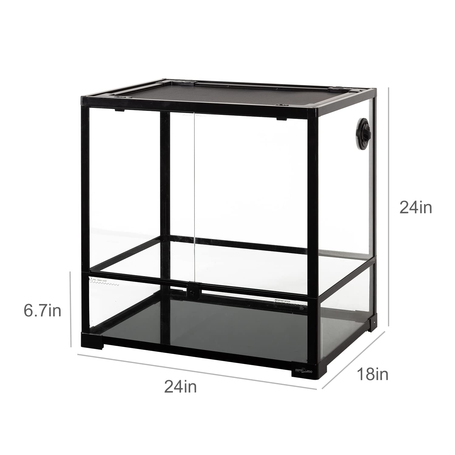 Reptizoo 45 Gallon Glass Reptile Terrarium 24'' X 18'' X 24'' Knock-Down Reptile Tank With Double Hinge Door And Top Screen Vent