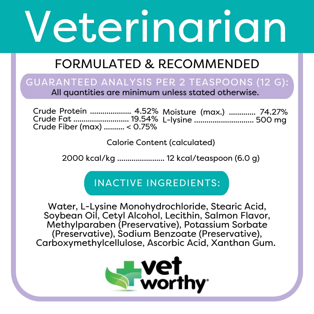 Vet Worthy Lysine Paw Gel Aid for Cats - Cat Paw Gel to Support The Immune System and Overall Health - Cat Supplement with Amino