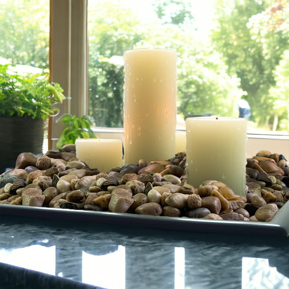 HappyFiller Decorative Natural Pebbles Polished Rocks Stones Mixed Color for Aquarium Gravel,Fish Turtle Tank,Outdoor Indoor Pla