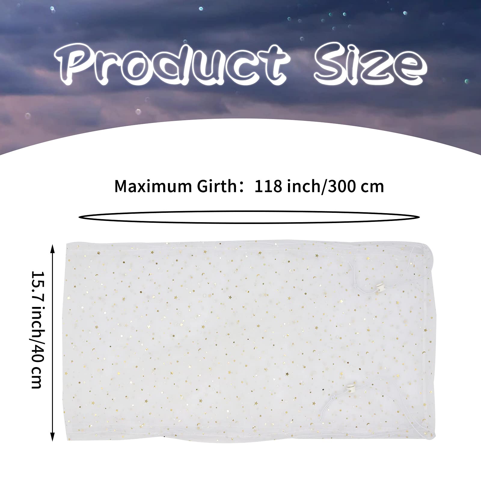 Daoeny 2Pcs Bird Cage Cover, Adjustable Bird Cage Seed Catcher, Large Soft Nylon Mesh Net With Twinkle Moon Star, Birdcage Cover Skirt Seed Guard For Parrot Parakeet Macaw Round Square Cages