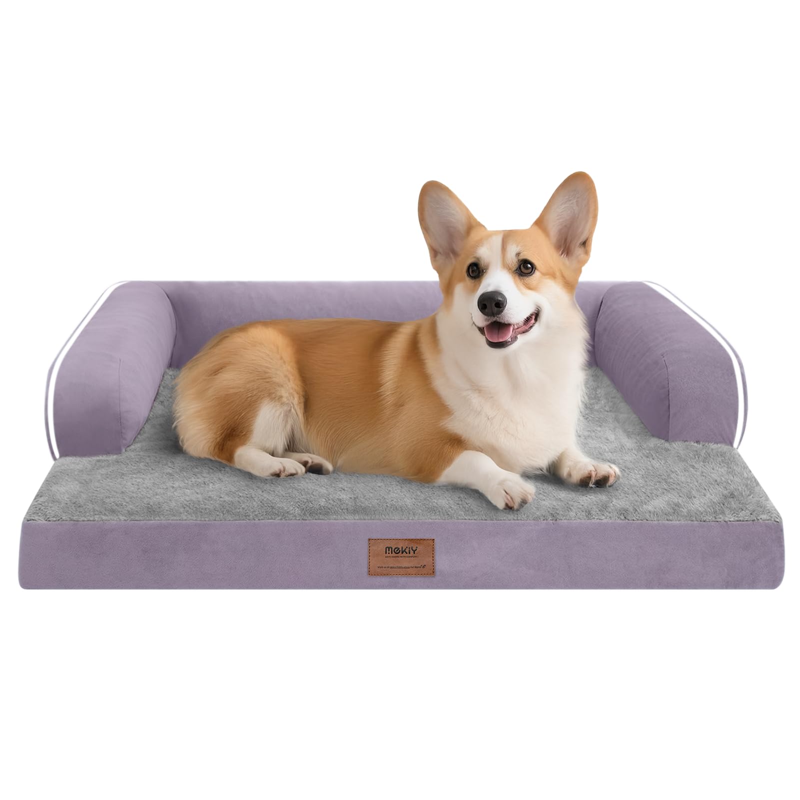 Dog Bed Medium Size Dog-Orthopedic Waterproof Bed for Dogs,Foam Couch Sofa with Washable Removable Cover & Non-Slip Bottom-Purpl