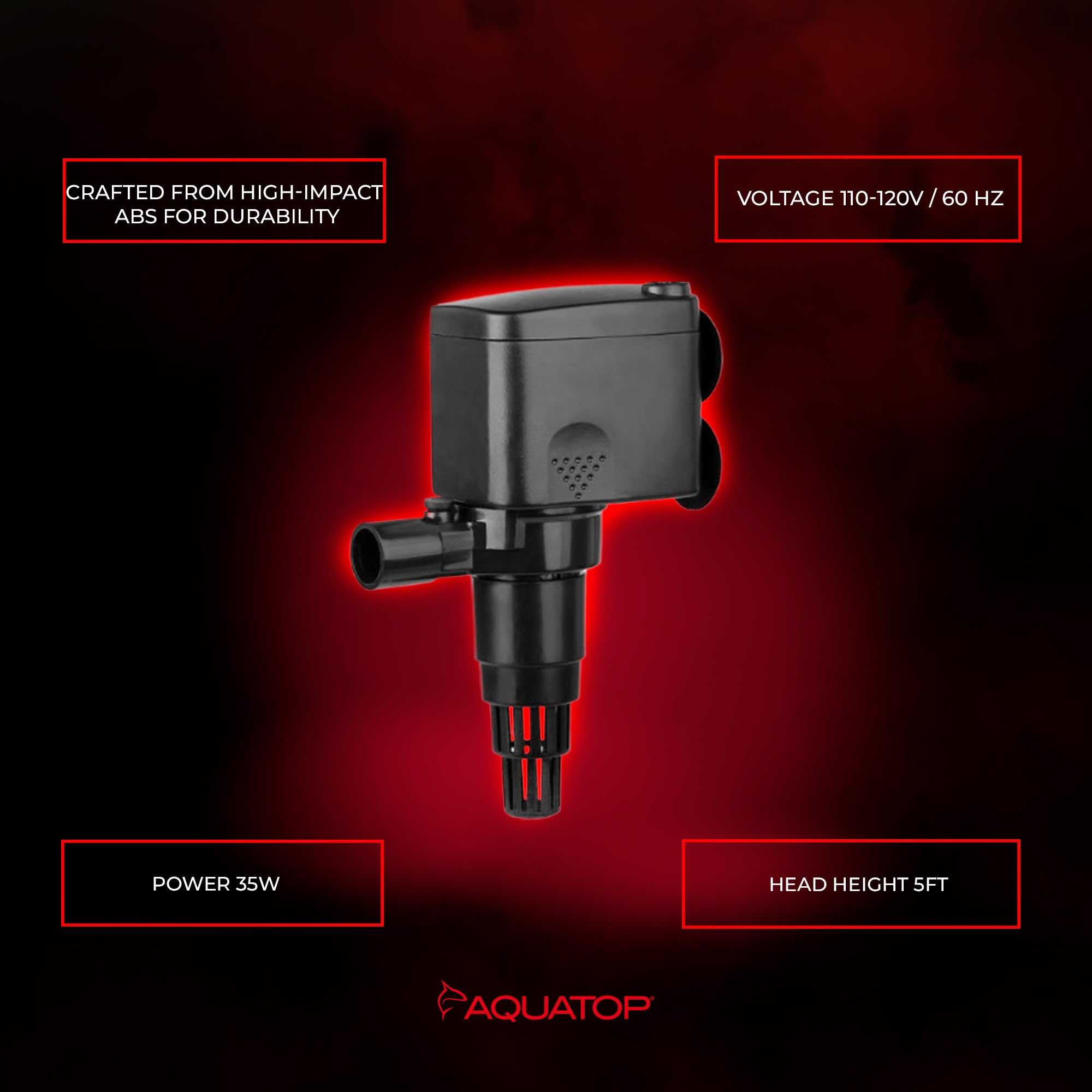 Aquatop Maxflow Submersible Aquarium Power Head - Ideal For Freshwater And Saltwater Environments - High-Impact Abs For Durability