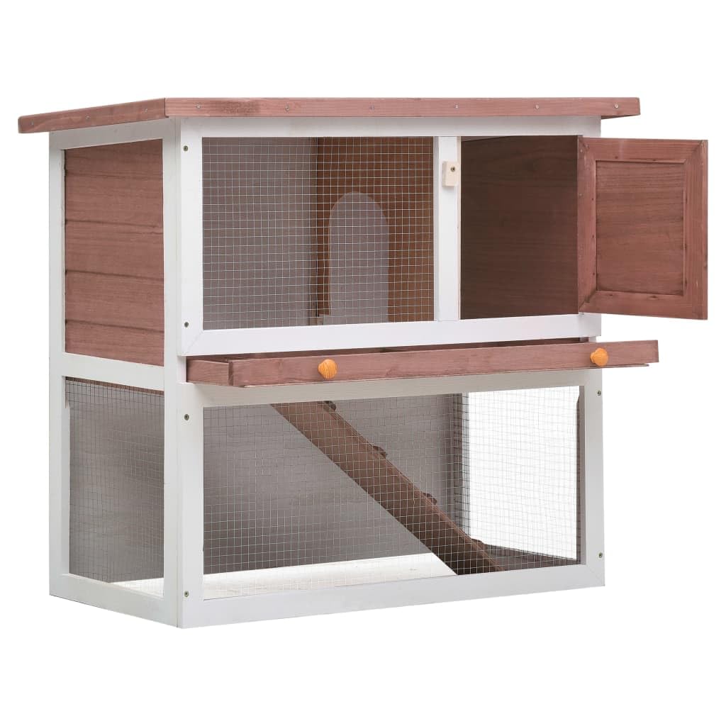 Vidaxl Outdoor Rabbit Hutch – Spacious Brown Wood Pet Lodge With 1 Door – Perfect For Rabbits & Small Animals – Easy Cleaning With Pull-Out Tray, Weatherproof Design, Safe & Secure Wire Mesh