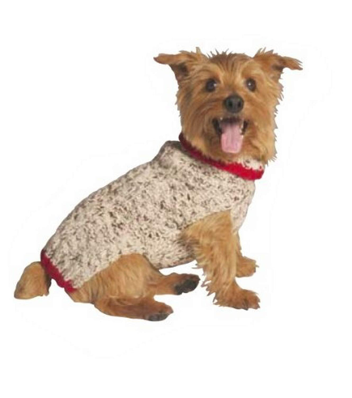 Chilly Dog Oatmeal W/Red Trim Dog Sweater (Large)