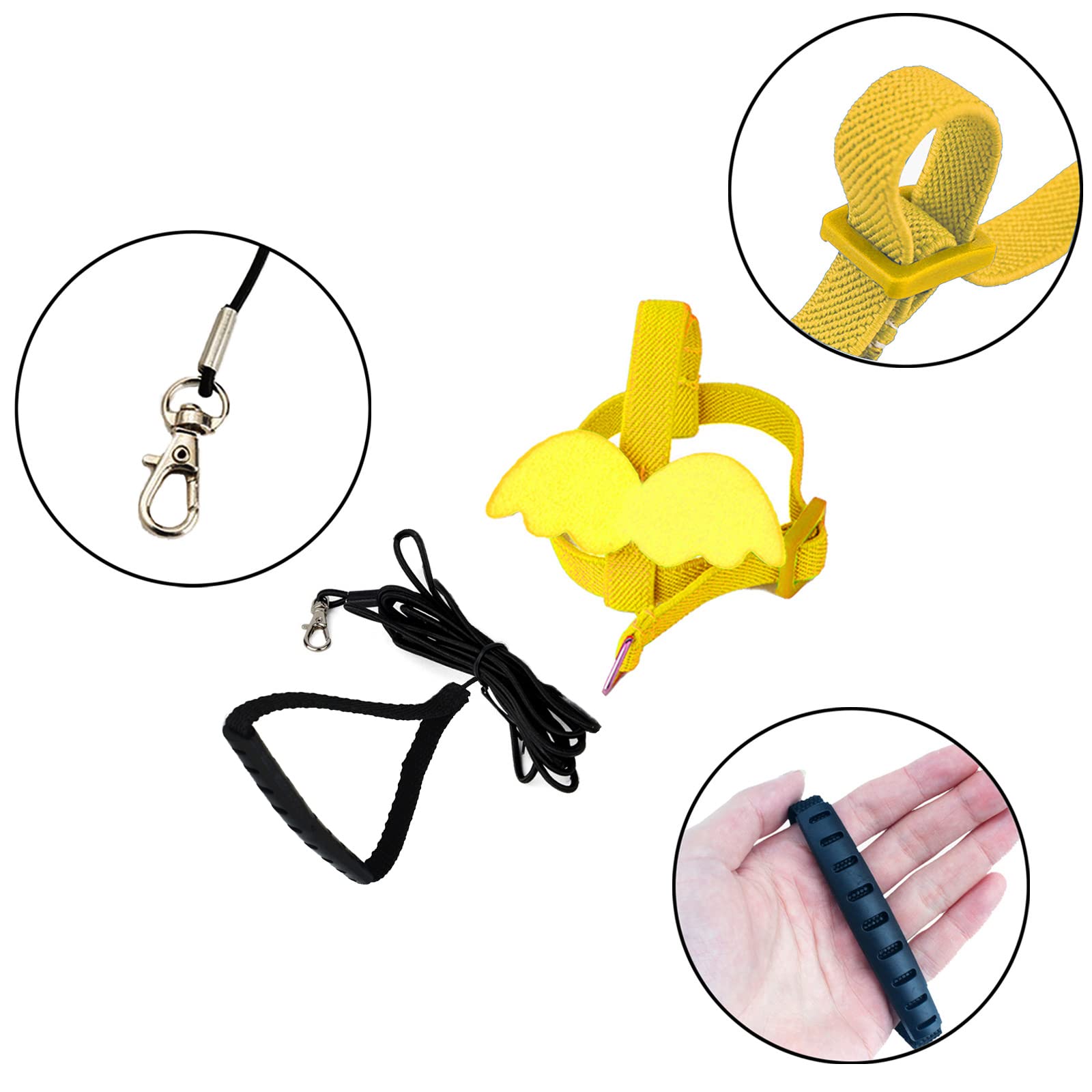 Dnoifne Pet Parrot Bird Harness And Leash, Adjustable Training Design Anti-Bite, Bird Nylon Rope With Cute Wing For Parrots, Suitable For Scarlet, Keck, Mini Macaw And Same Size Birds (Yellow)