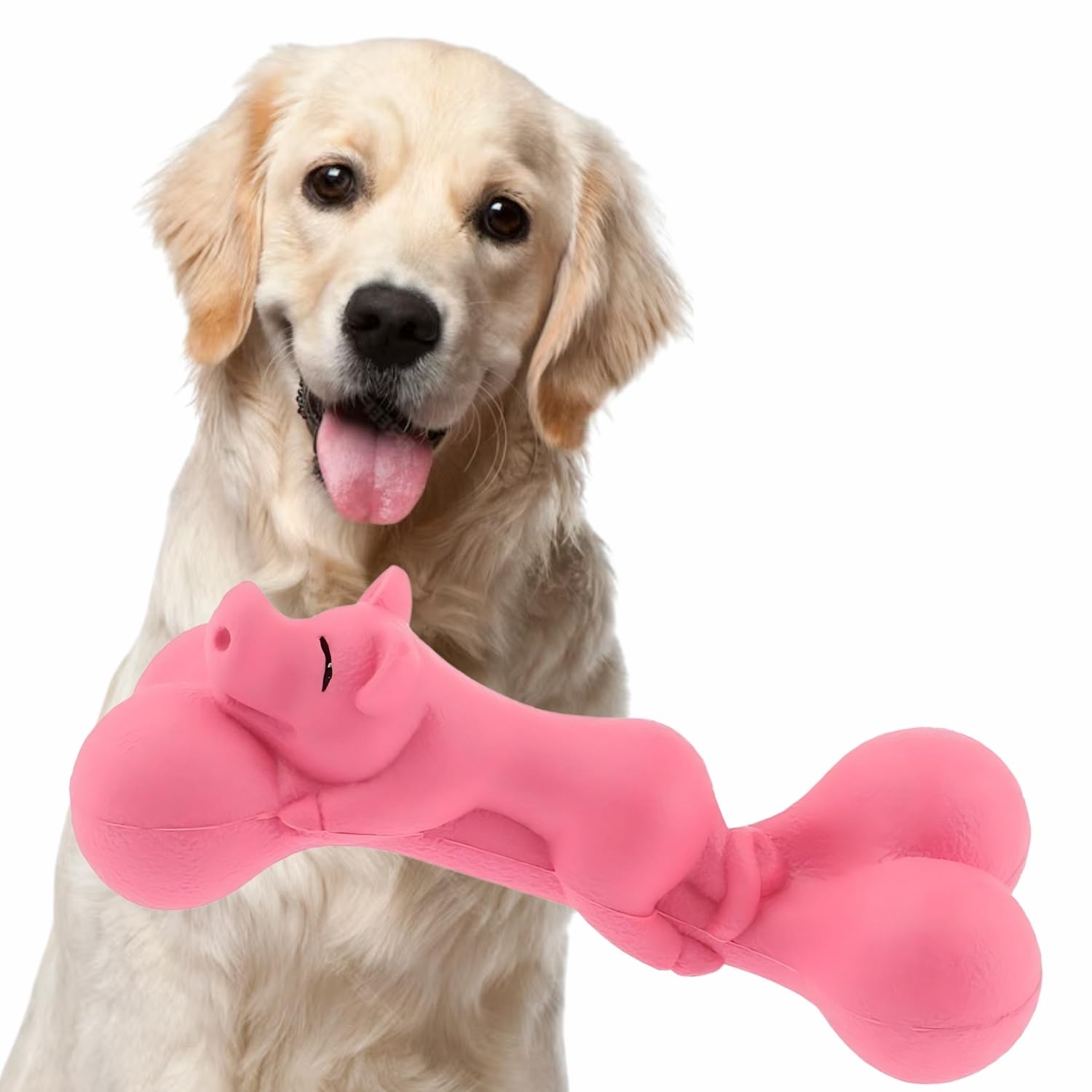 Western Era Pig On Bone Squeaky Toy Interactive Plush Toy, Unleash Fun in Your Furry Friend, Buddy for Dogs & Cats, Perfect for