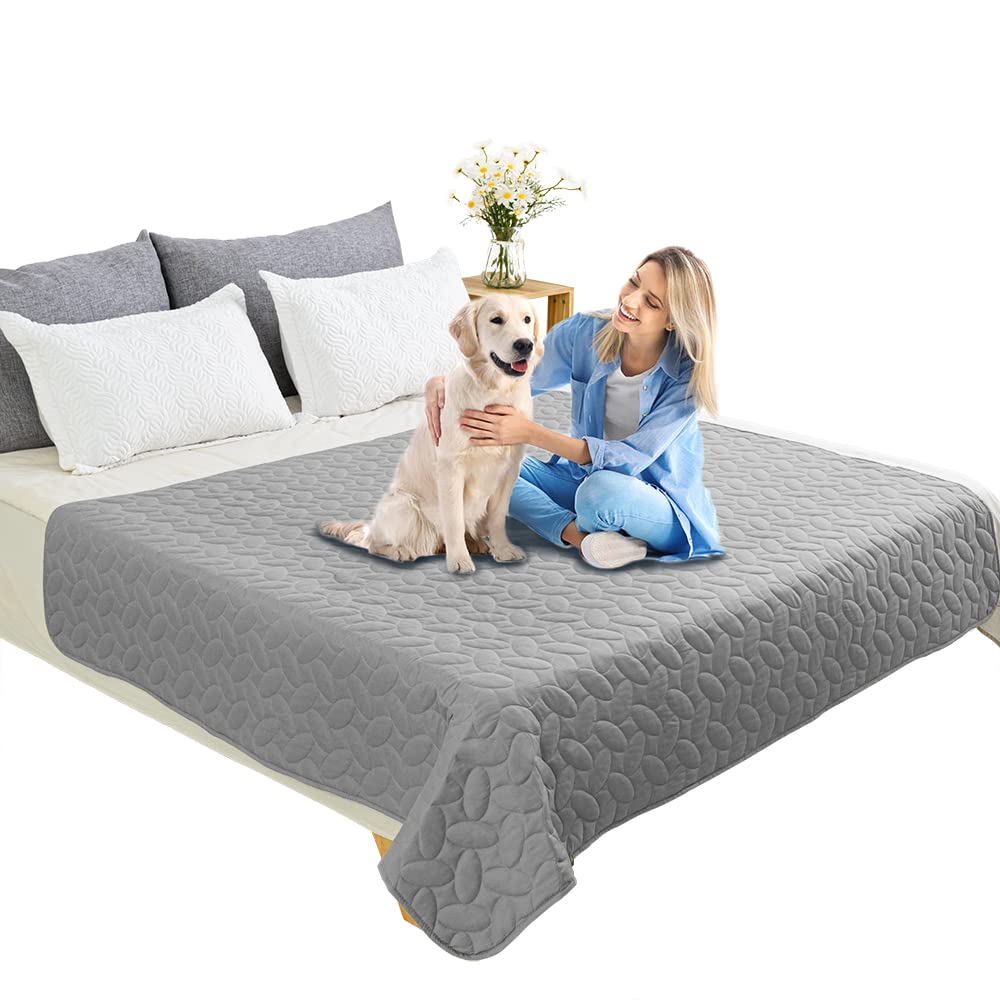 Ameritex Pet Bed Cover Dog Bed Blanket For Sofa And Furniture Waterproof New Pattern Design (68X82 Inch, Light Grey)