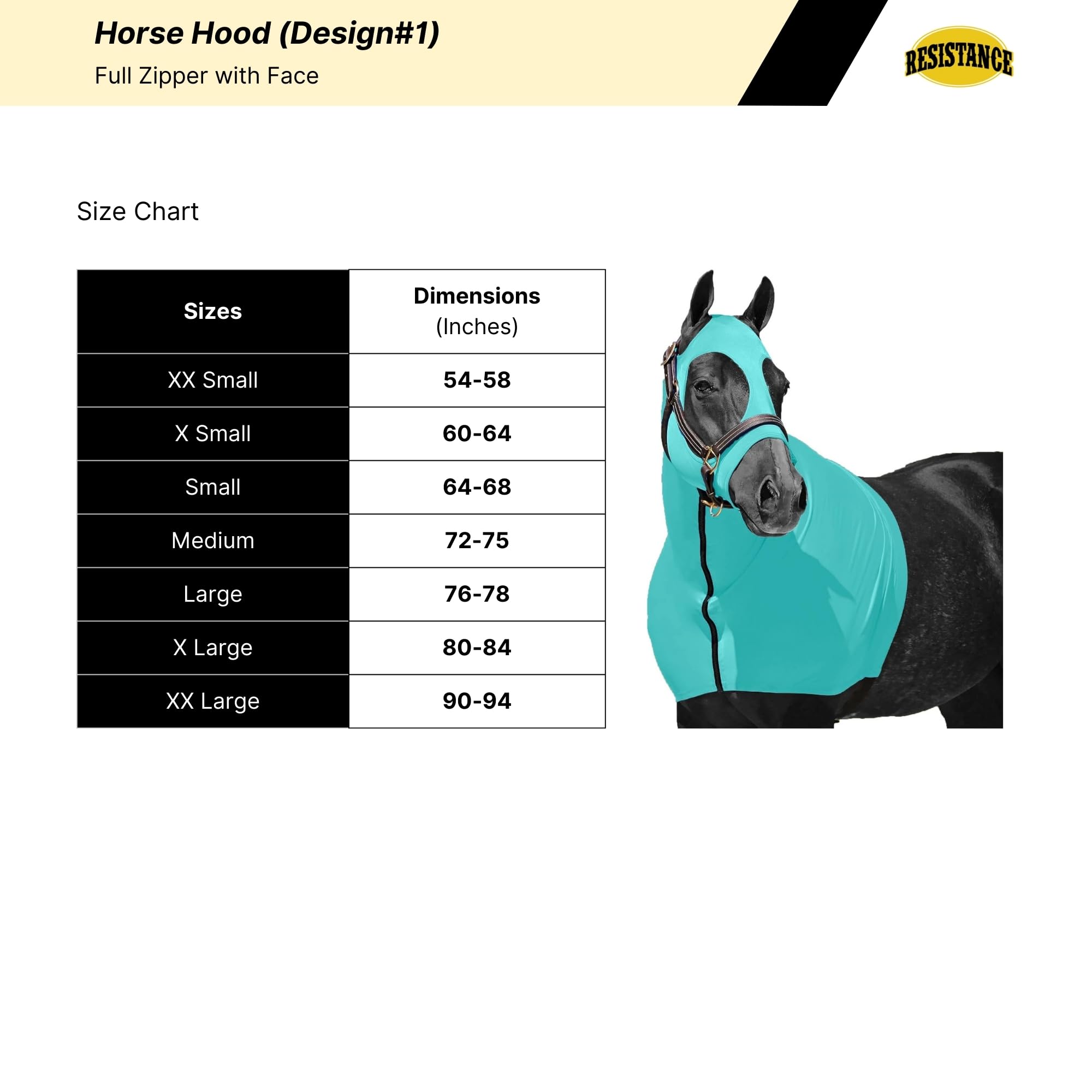 Resistance Horse Hood Slinky Spandex Zippered Mane Braid Shoulder Guard - Horse Sleazy Slickers Care Sheet