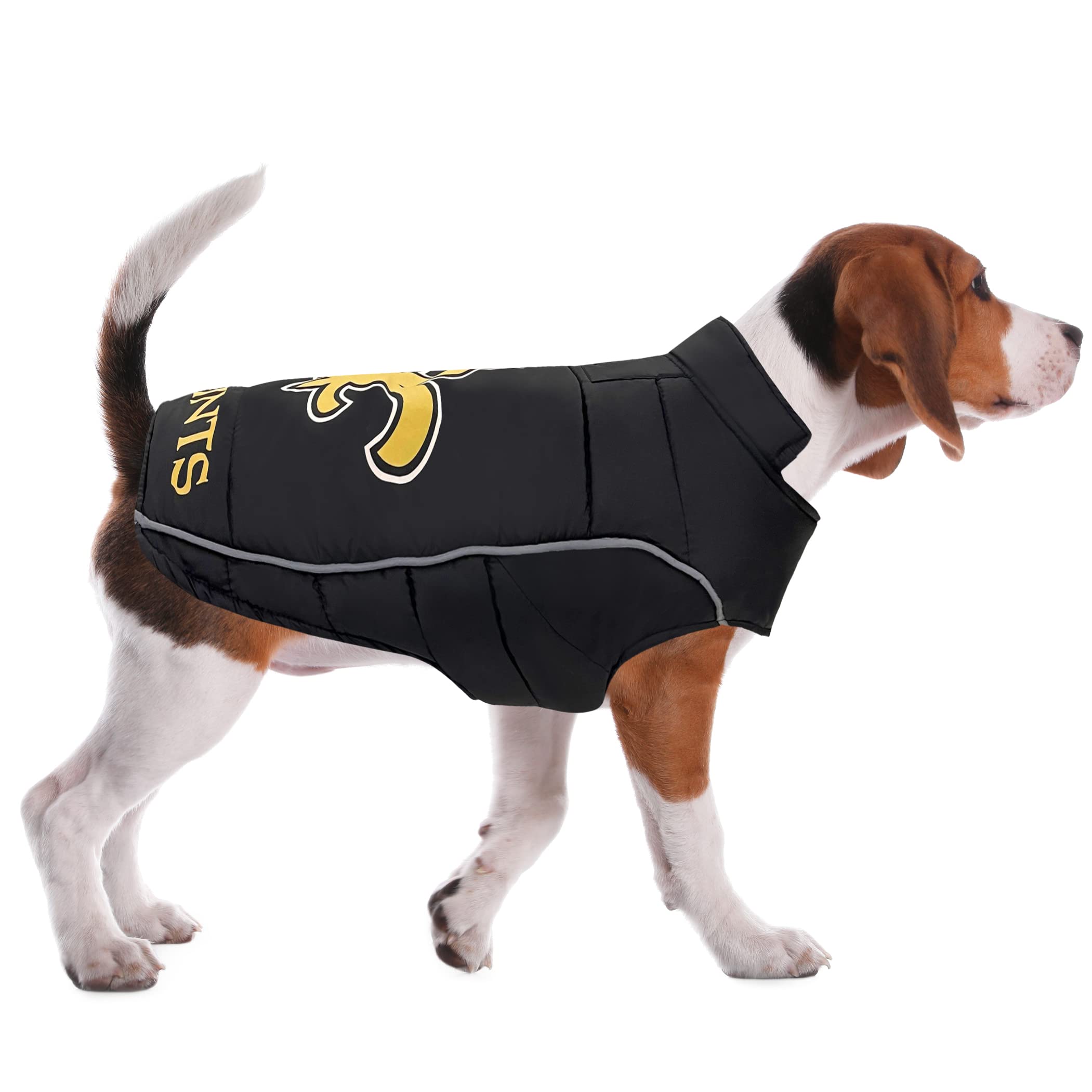 Nfl New Orleans Saints Puffer Vest For Dogs & Cats, Size Large. Warm, Cozy, And Waterproof Dog Coat, For Small And Large Dogs/Ca