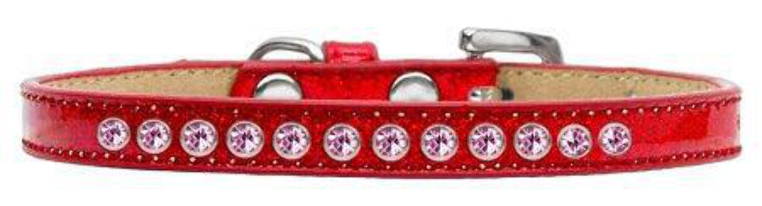 Mirage Pet Products Light Pink Crystal Red Puppy Dog Ice Cream Collar Size 16