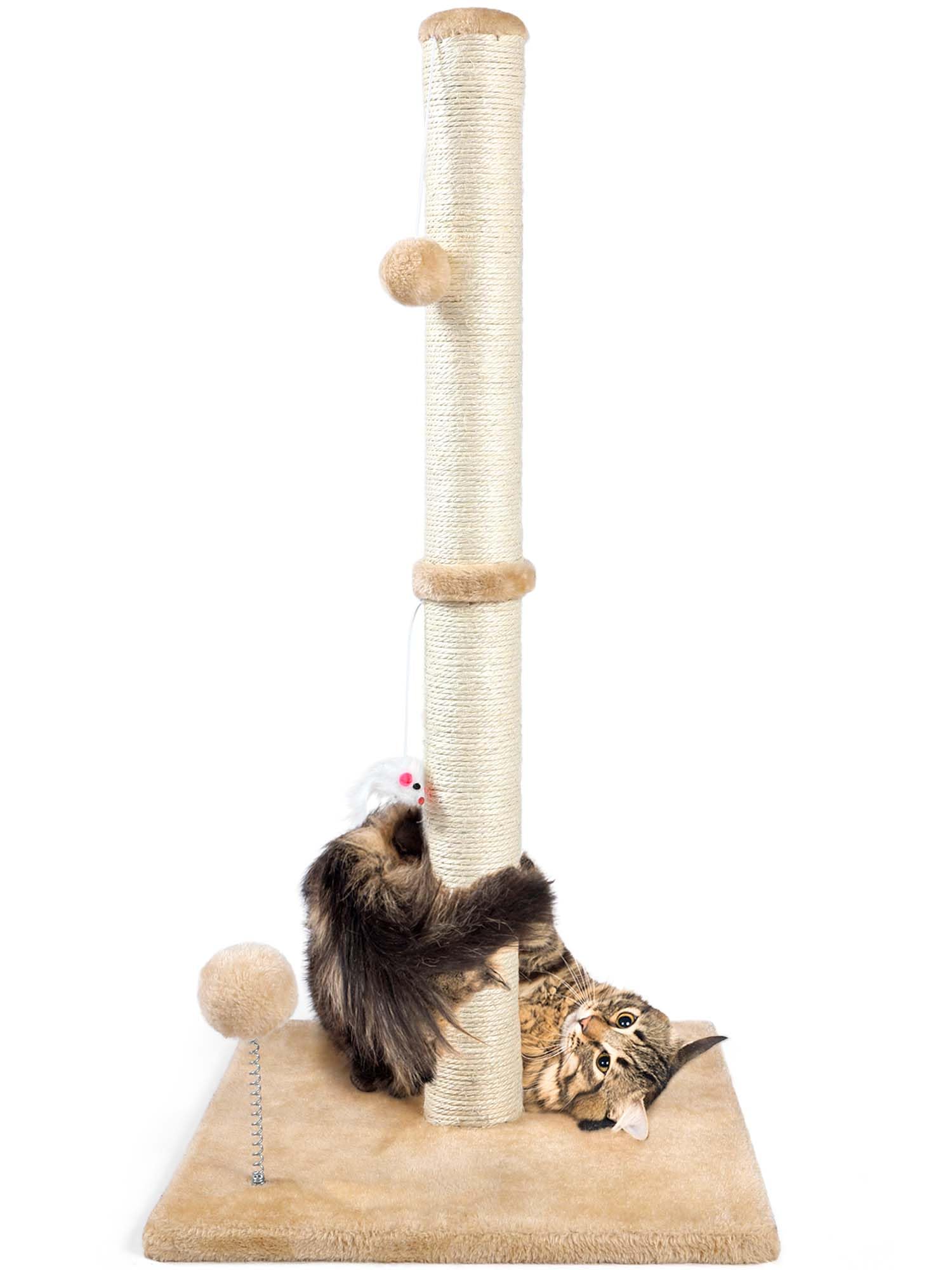 Anwa 32' Tall Cat Scratching Posts For Indoor Cats, 3-In-1 Cat Scratching Post With Plush Toys, Premium Sisal Post For Cats At All Ages With Reinforced Stable Base