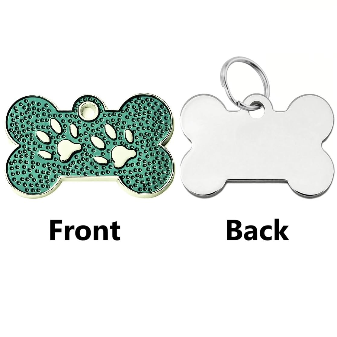 Personalized Dog/Cat Cute Paw Pet Name Tag - Cat, Kitten Id Tag (Bone-Shaped-Small: Ocean Blue)