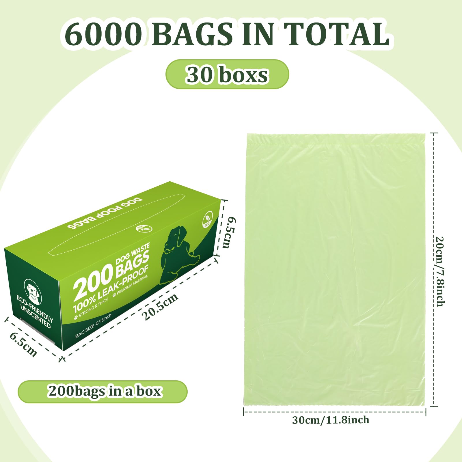 Harloon 6000 Counts Dog Poop Waste Bags 30 Rolls 12 X 8 Inches Extra Thick Strong Leak Pet Proof Bags Disposable Bulk Universal