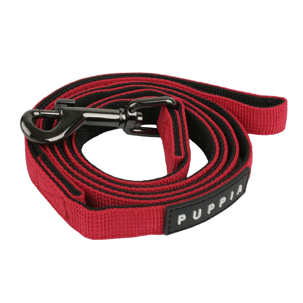 Puppia Two Tone Dog Lead Strong Durable Comfortable Grip Walking Training Leash For Small & Medium Dog, Red, Medium