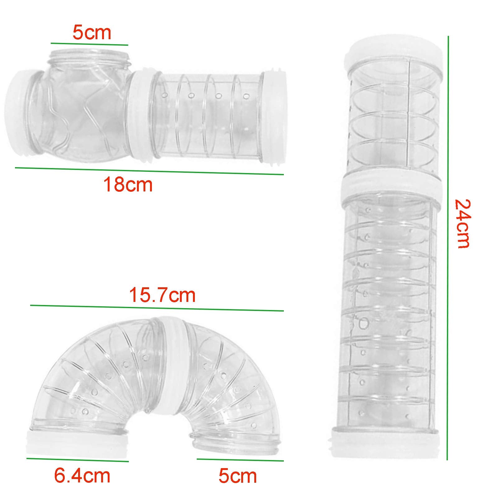 Hamster Tube Set, 8 Pack Transparent Curved Pipe Pet Cage Tunnel Hamster Toy Diy Creative Connection Tunnel External Sports Tube For Mouse Hamster Rat And Other Small Animal