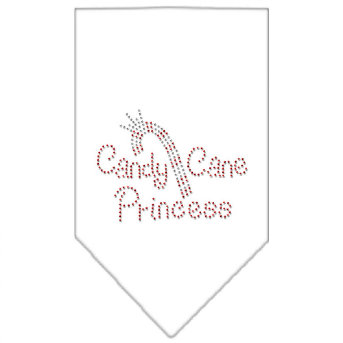 Christmas Pet and Dog Bandana Rhinestone, &quot;Candy Cane Princess&quot; White Small