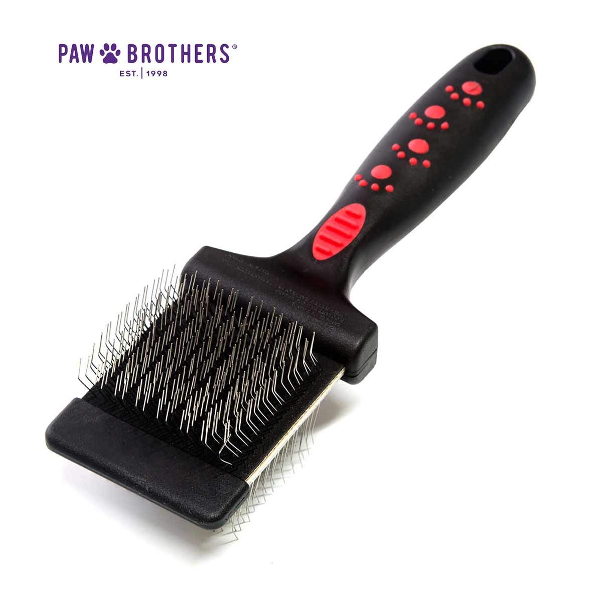 Ryan'S Pet Supplies Paw Brothers Double Sided Firm Flex Slicker Brush, Professional Grade, Angled Stainless Steel Pins, Comfort Grip, Flexible Head, Large