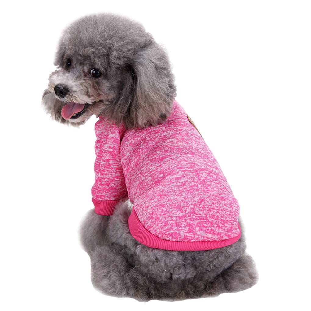Jecikelon Pet Dog Clothes Dog Sweater Soft Thickening Warm Pup Dogs Shirt Winter Puppy Sweater For Dogs (Rose Red, S)