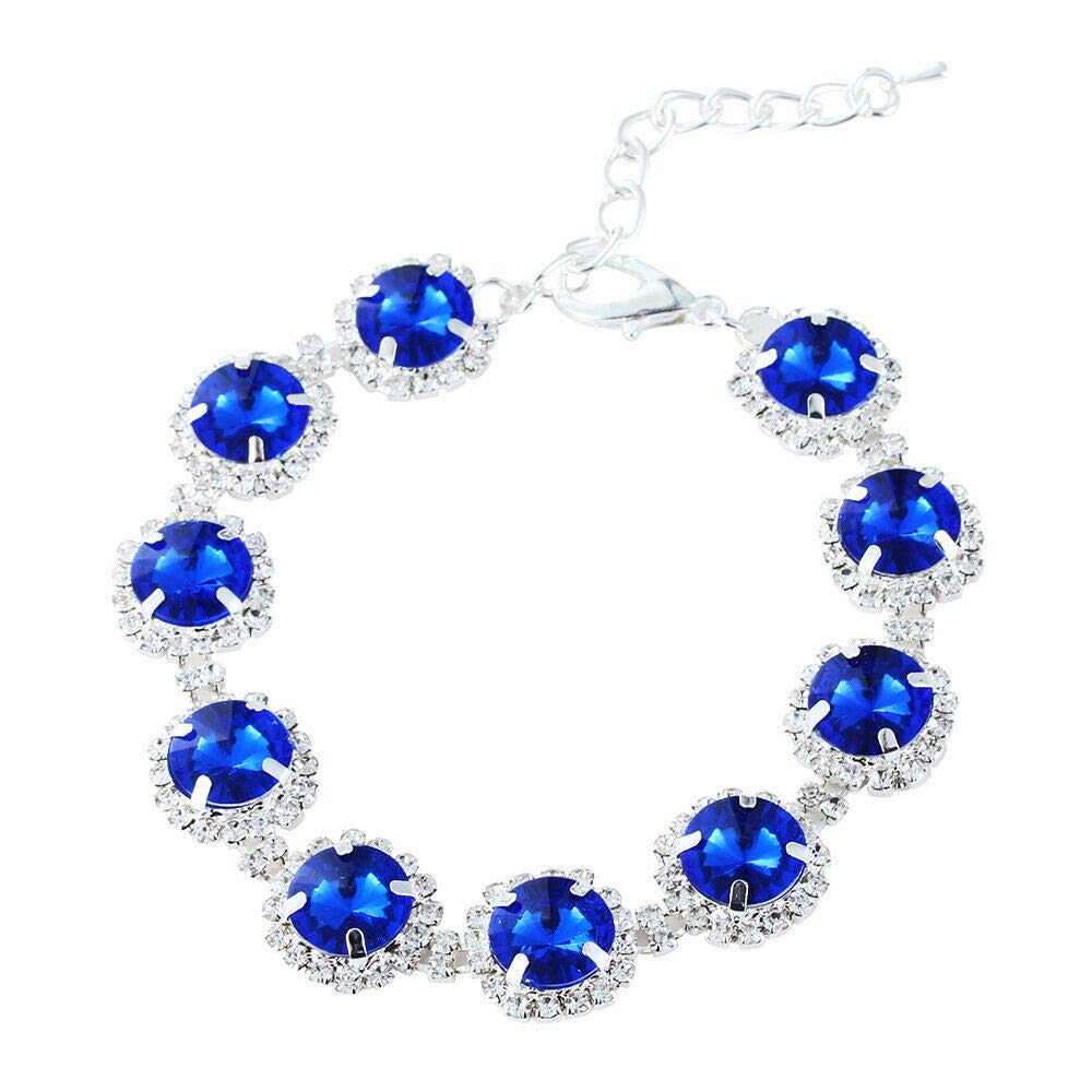 Dogs Kingdom Pet Dog Cat Crystal Collar Bling Rhinestones Party Princess Necklace Adjustable Necklace Accessories,Dark Blue,L:12