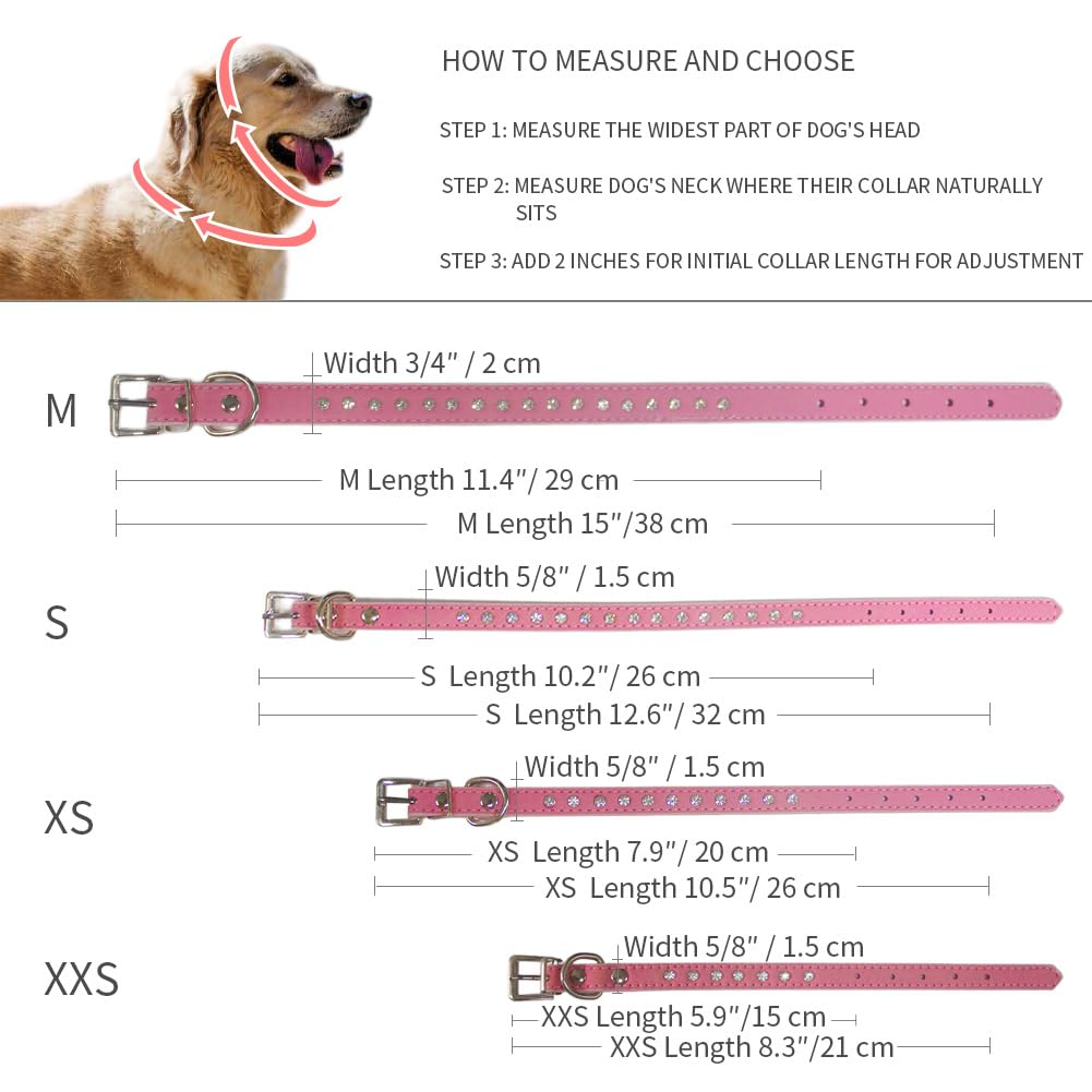 Puppy Collar With Bling Diamond, Pretty Crystal Sparkly Rhinestone Glitter Jewel Girls Cat Collars For Xxs Xs Small Medium Pet Female Dogs Boys Kitten, Black M