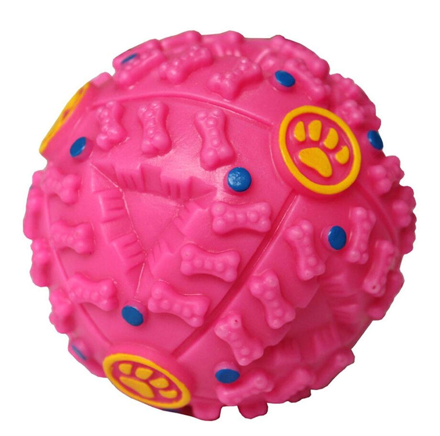 PSK Dogs Interactive Squeaky Giggle Quack Dog Toy Ball Pet Food Dispenser Dog Pet ProductsLarge (Pink)