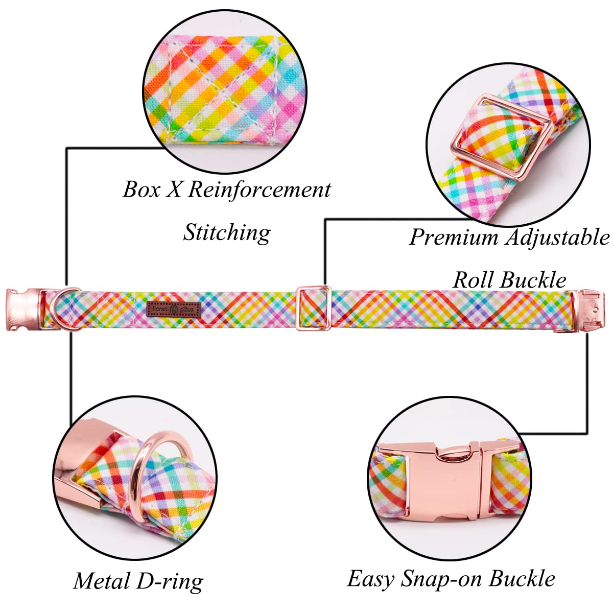 Lionet Paws Easter Dog Collar With Flower - Colorful Cute Cotton Flower Dog Collar With Metal Buckle For Large Dog Girl, Xl, Nec