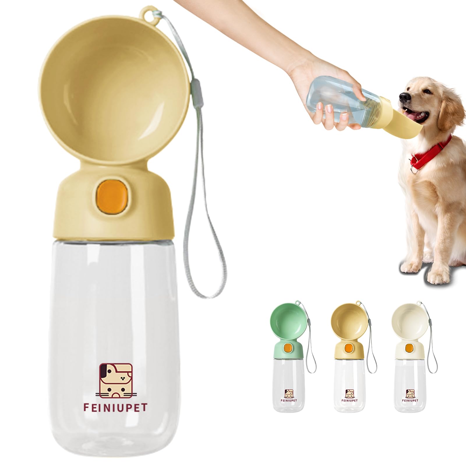 Portable Dog Water Bottle, Large-Capacity Travel Water Dispenser For Cats And Small Dogs - Yellow