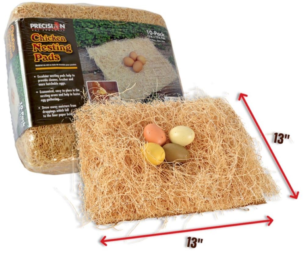 Precision Pet Chicken Nesting Pads By Petmate - 13    X 13    Premium Chicken Bedding Fit Most Nesting Boxes - 10 Pack,Beige, Ma