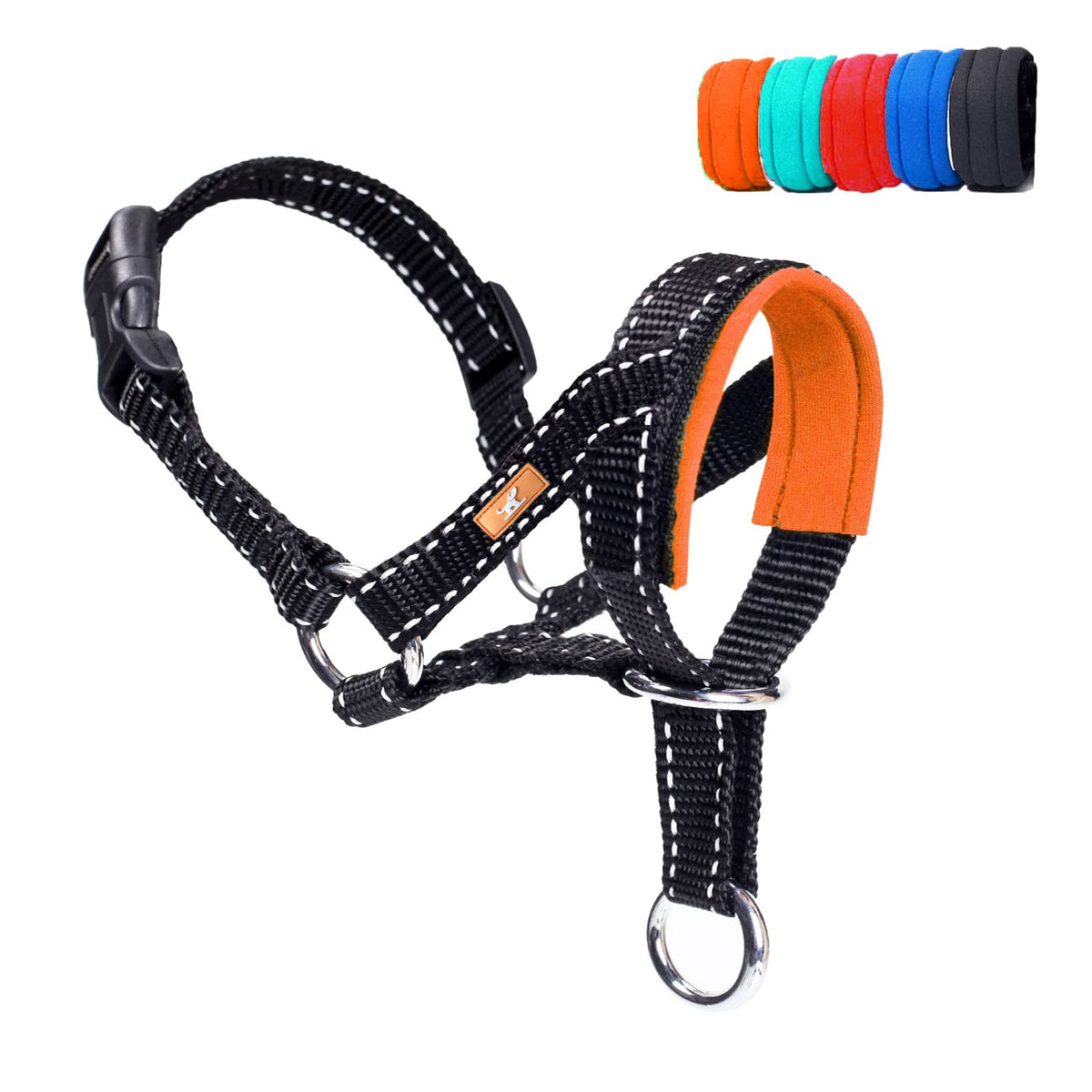 Dog Head Collar, Head Collar With Reflective Strap To Stop Pulling For Small Medium And Large Dogs, Adjustable (M, Orange)