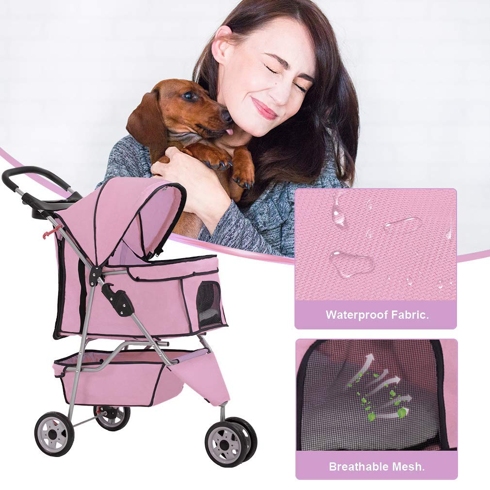 Bestpet 3 Wheels Pet Dog Stroller Cat Cage For Medium Small Dogs Cats Travel Folding Carrier Waterproof Puppy Stroller With Cup