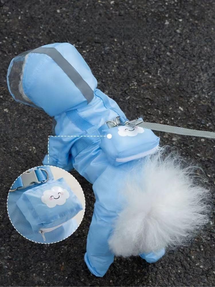 Yeduzyn Dog Raincoat With Boots,Waterproof Dog Raincoats With Hood For Small Medium Large Dogs,Raincoat With Reflective Strap, L