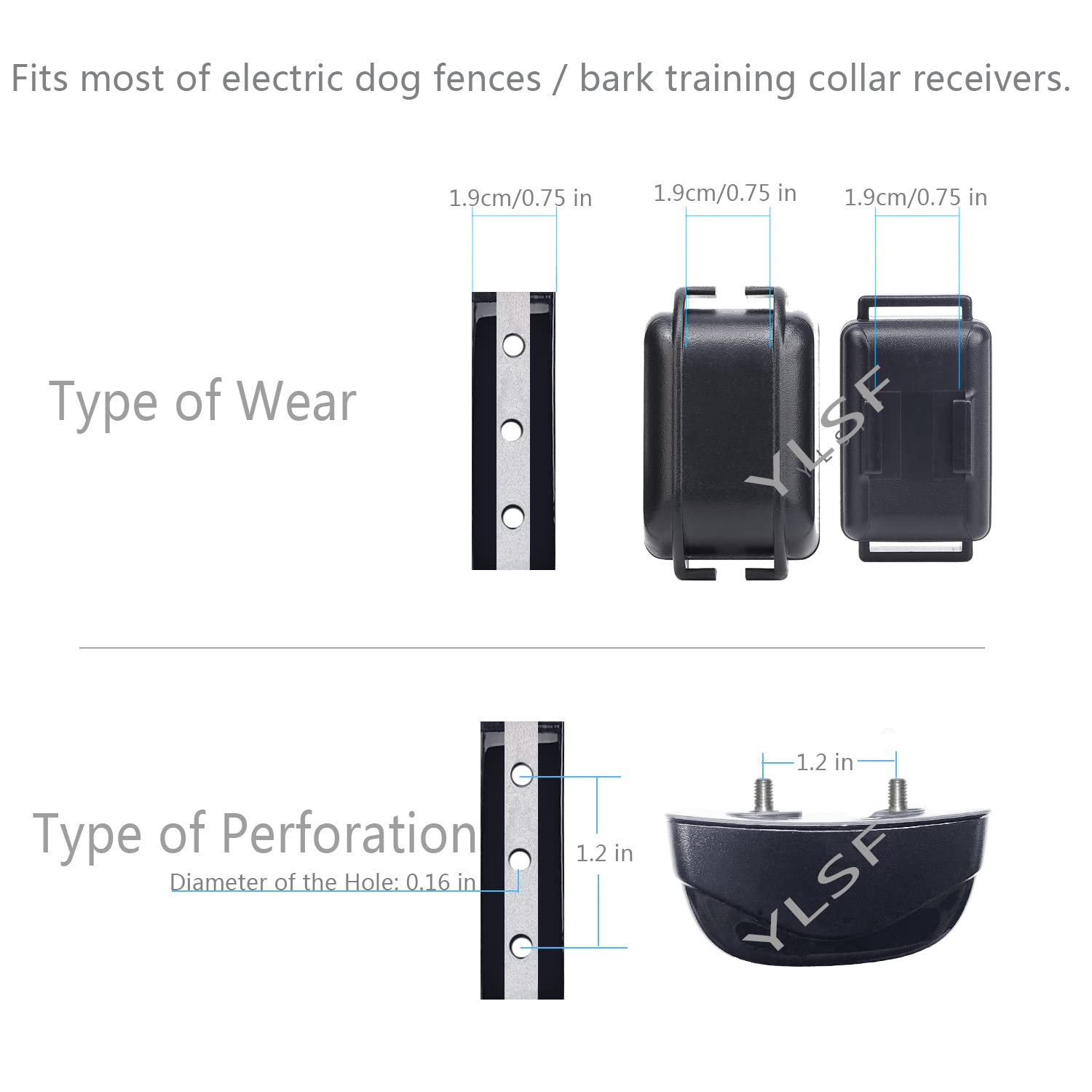 Dog Collar Strap For Most Of Electronic Training Shock Collar Receivers-Adjustable Durable Waterproof Odorless 3/4 Inch Collar Replacement For Barking Fence-Pet Tpu Collar Strap