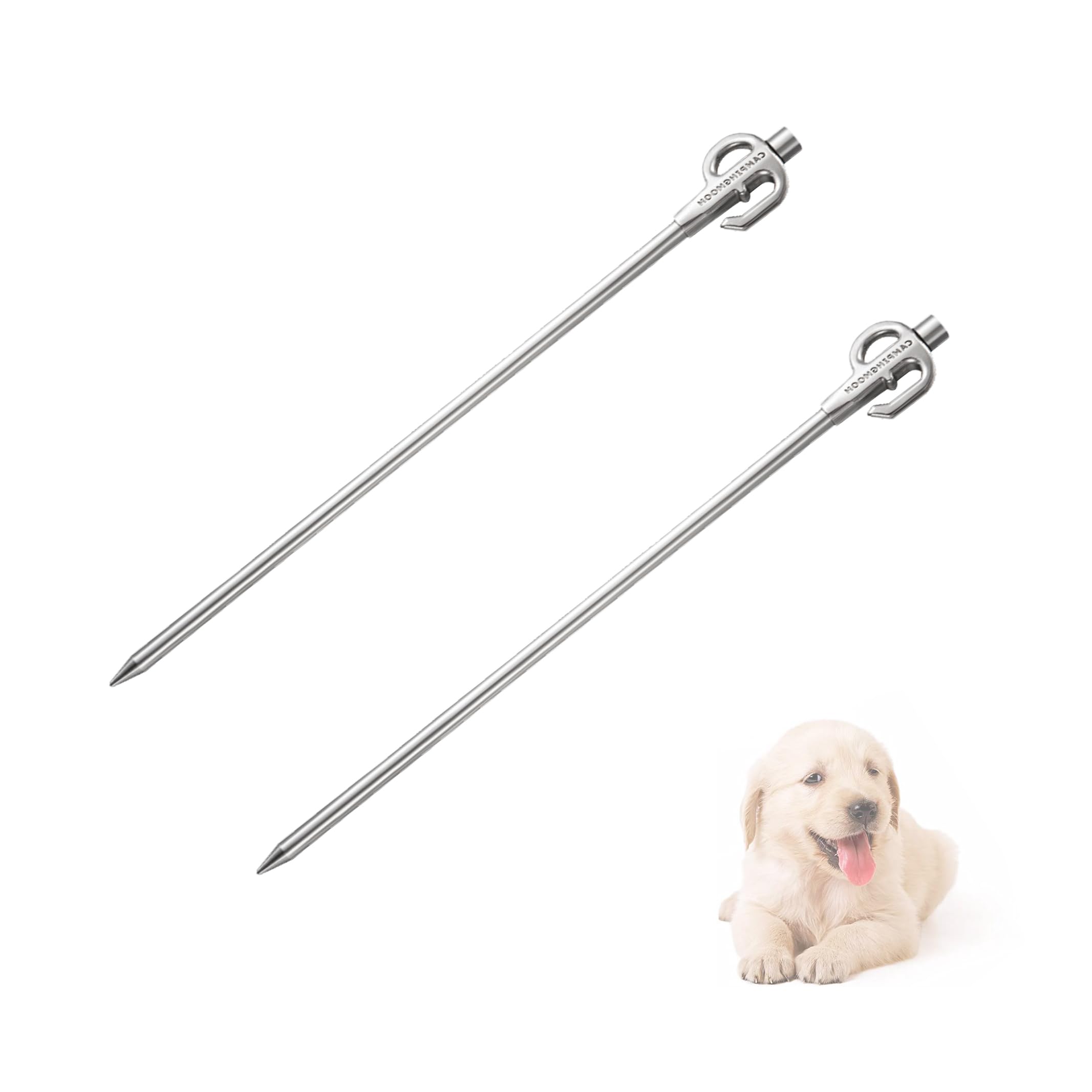 Campingmoon 17-Inch Dog Tie Out Stake 360Swivel 2Pcs Stainless Steel For Pets Outdoors K45-2P