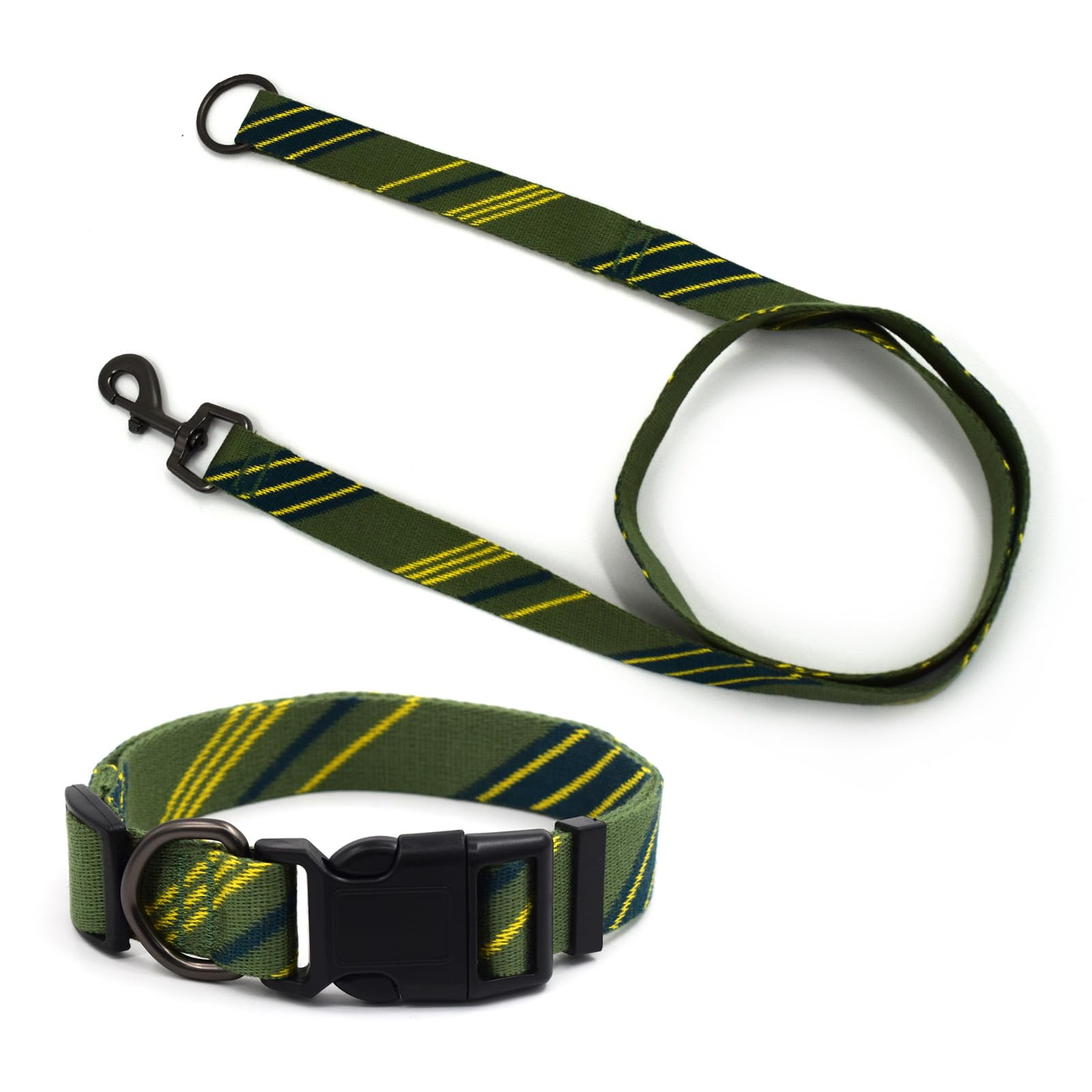 Green Yellow Dog Collar And Leash Set For Large Dog, Breathable, Anti-Odor & Soft, Comfortable For Sensitive Skin Puppies, 90% B