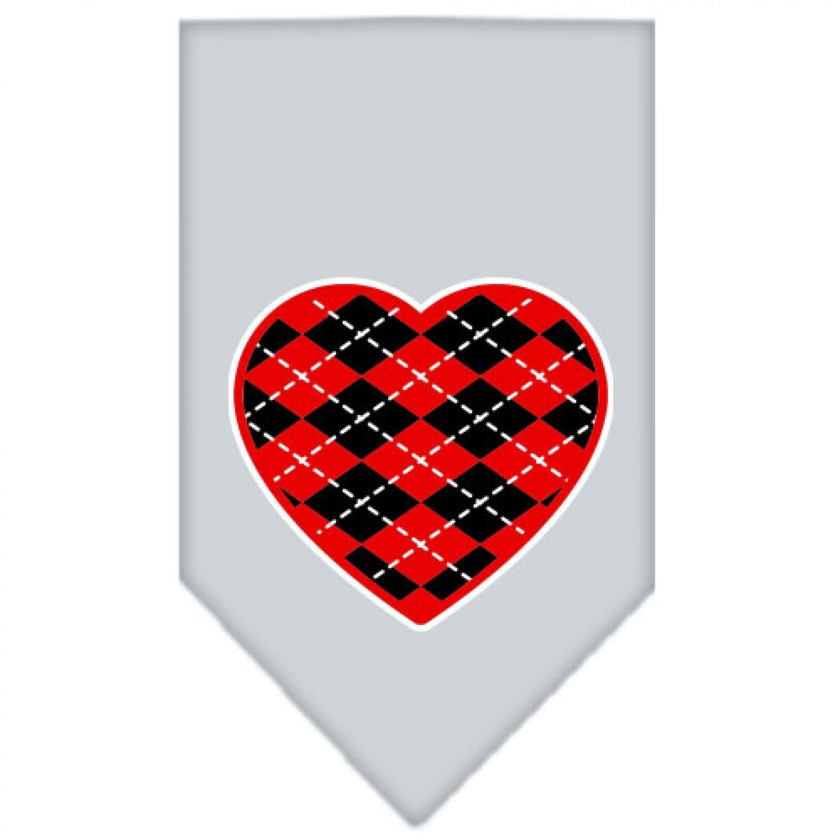 Mirage Pet Products Argyle Heart Red Screen Print Bandana for Pets, Small, Grey