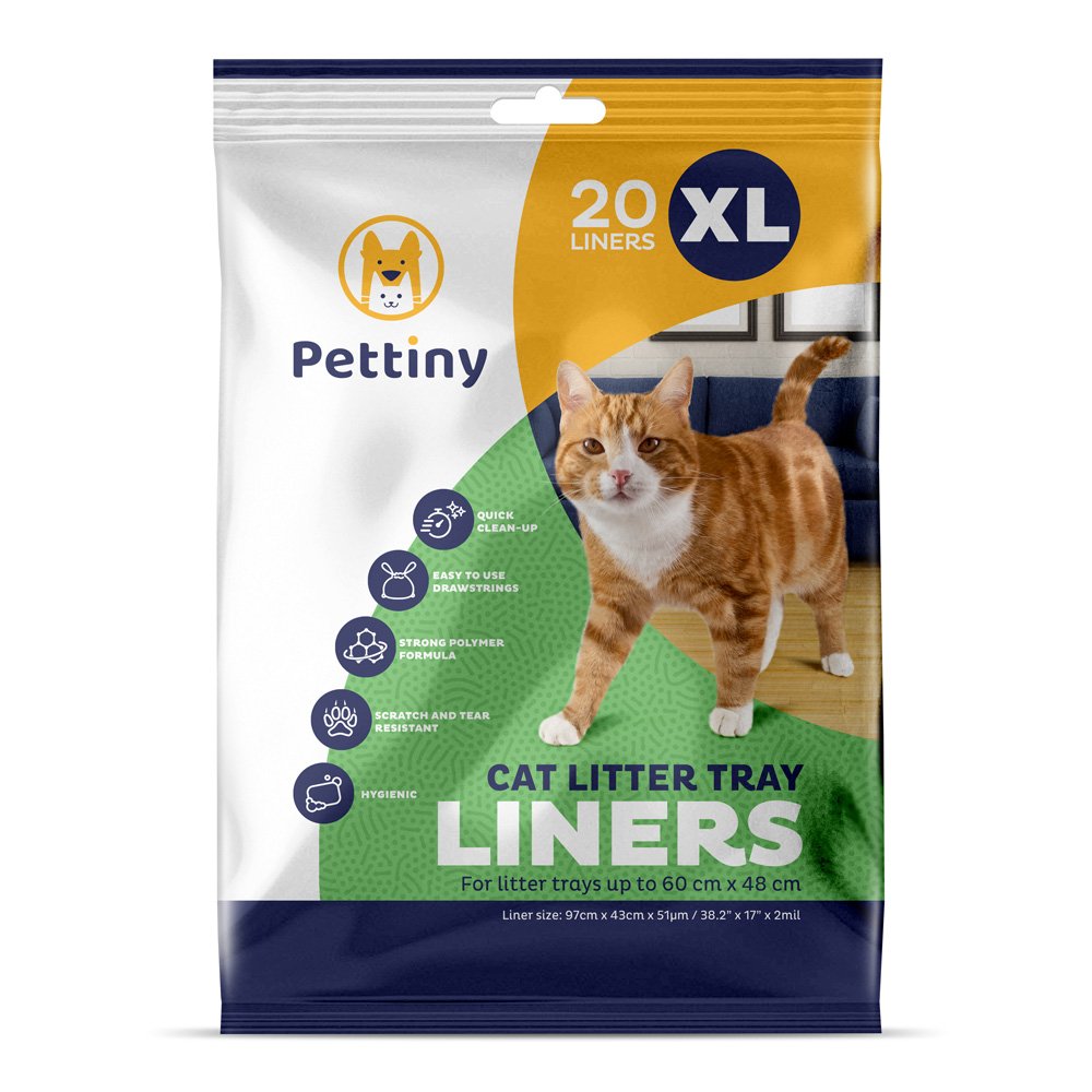 Pettiny 20 Xl Cat Litter Box Liners With Drawstrings Scratch Resistant Cat Litter Bags For Extra Large Litter Trays
