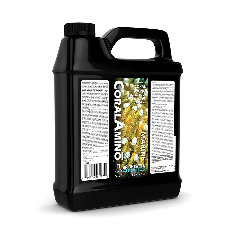 Brightwell Aquatics CoralAmino - Complex of Amino Acids for Corals - Coral Food for Aquarium Coral Growth - Saltwater Aquarium T