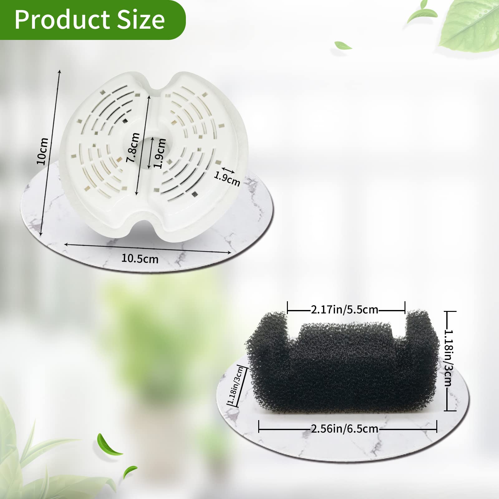 8 Pack - Cat - Water - Fountain - Filters With 8 Sponges, Replacement Filters For 67Oz/2L Pet Drinking Fountain Dog Water Dispen