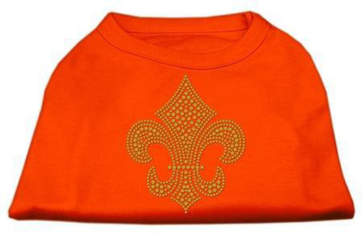 Mirage Pet Products Gold Fleur De Lis Rhinestone Pet Shirt, Medium, Orange