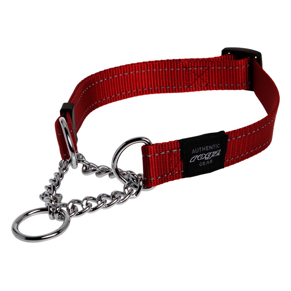 Reflective Nylon Choke Collar; Slip Show Obedience Training Gentle Choker For Extra Large Dogs, Red