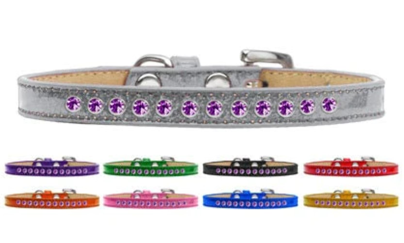 Dog, Puppy and Pet Ice Cream Collar, Purple Crystal Rimsets Black 8