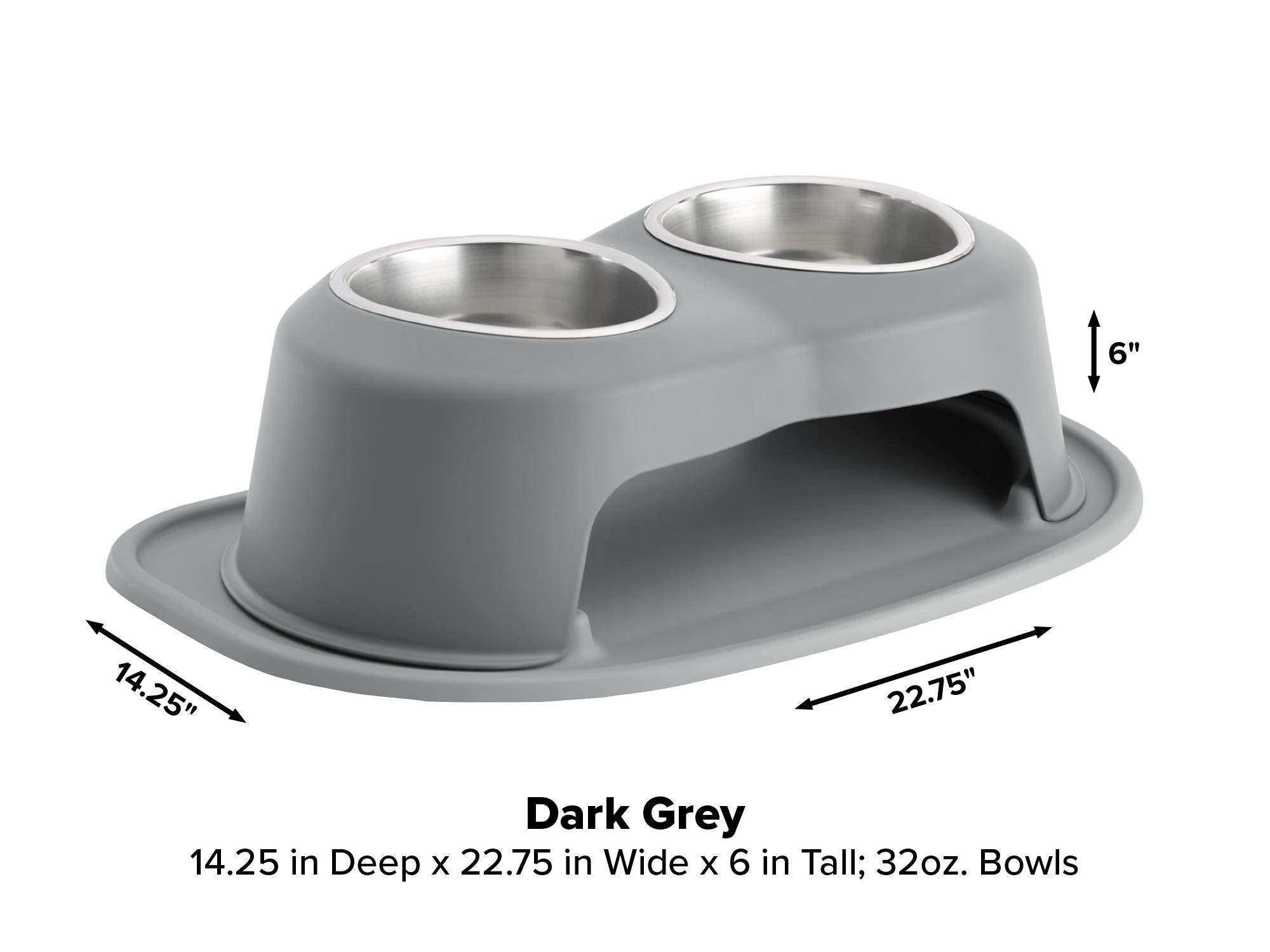 Weathertech Double High Pet Feeding System - Elevated Dog/Cat Bowls - 6 Inch High Dark Grey (Dhc3206Dgdg)