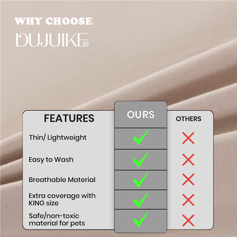 Dujuike Waterproof Bed Cover For Dog And Cats,Pet Hair Resistant Bed Sheet Cover, Protective Bed Liner Cover With 100% Waterproof Breathable Thin Fabric (Cal King/King 98 * 90 Inch, Camel)