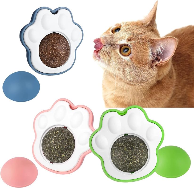 Bohobark Catnip Toy Cats Rotatable Edible Mint Natural Healthy Teeth Cleaning Chew Claw Toy For Cat/Kitten (Catnip Mint Ball)