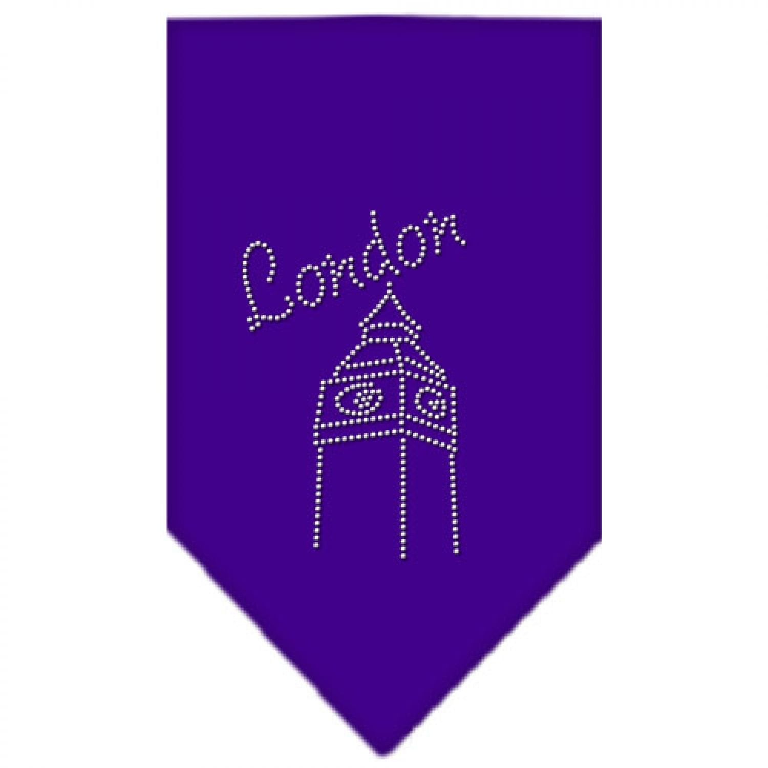 Pet and Dog Bandana Rhinestone, "London" Purple Large