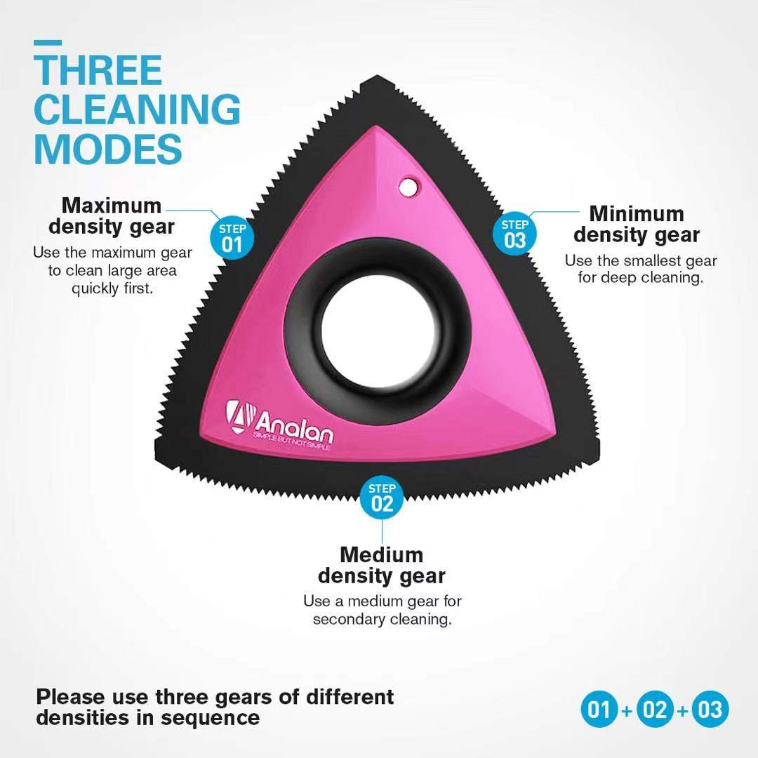 Analan Mini Pet Hair Remover For Car Detailing Supplies, Carpet Dog Hair Remover For Car Interior, Triangle Dog Hair Remover For Auto Detailing, Couch, Furniture, Lint, Carpet (Punk Pink)