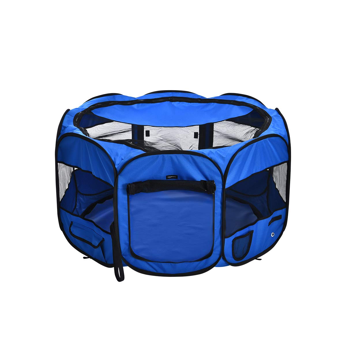 Amazon Basics Foldable Octagonal Indoor And Outdoor Portable Soft Dog Pen/Puppy Pen/Playpen, 114 Cm / 45'', Blue