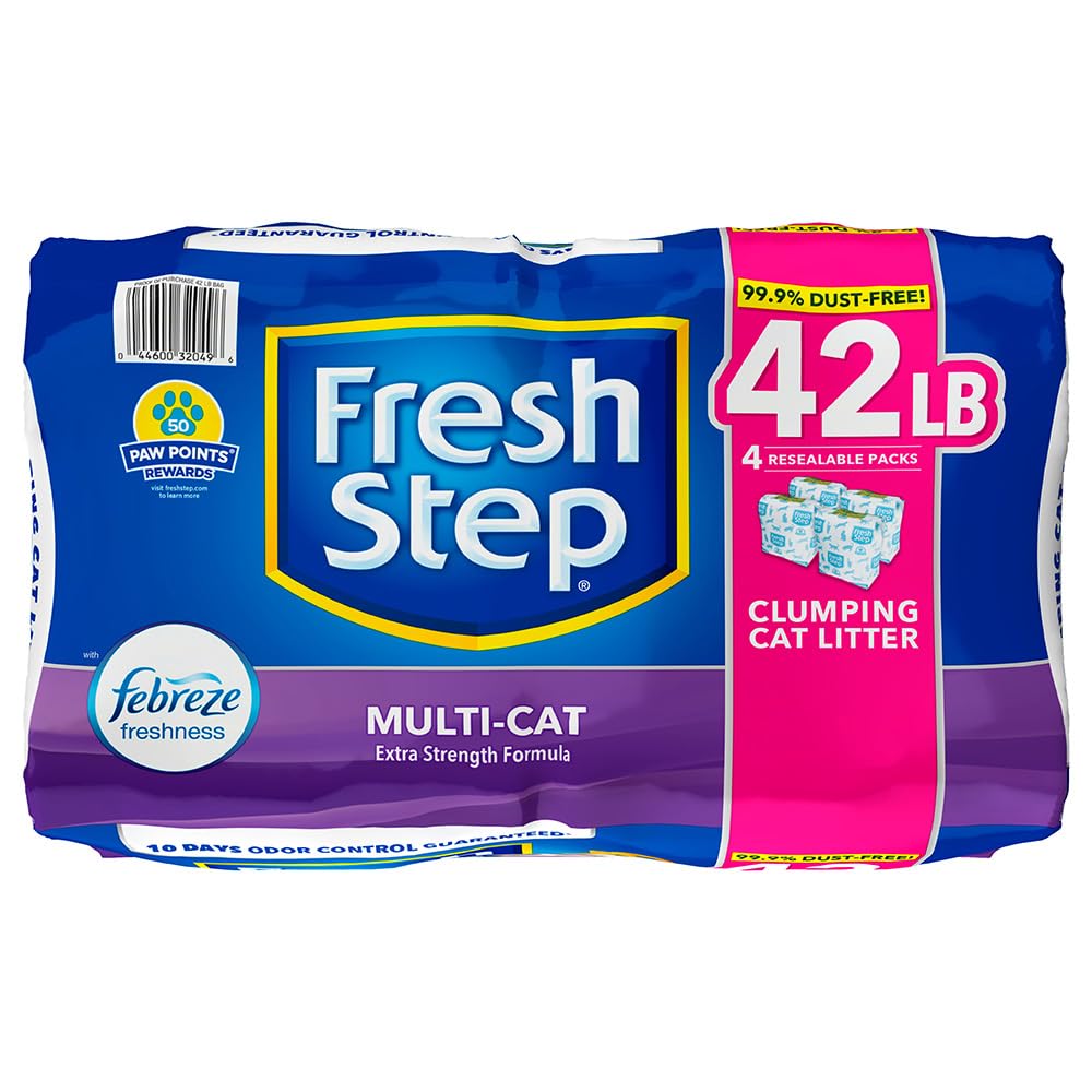 Fresh Step Multi-Cat Extra Strength Scented Clumping Cat Litter With The Power Of Febreze, 42 Lbs., .33 Cf1