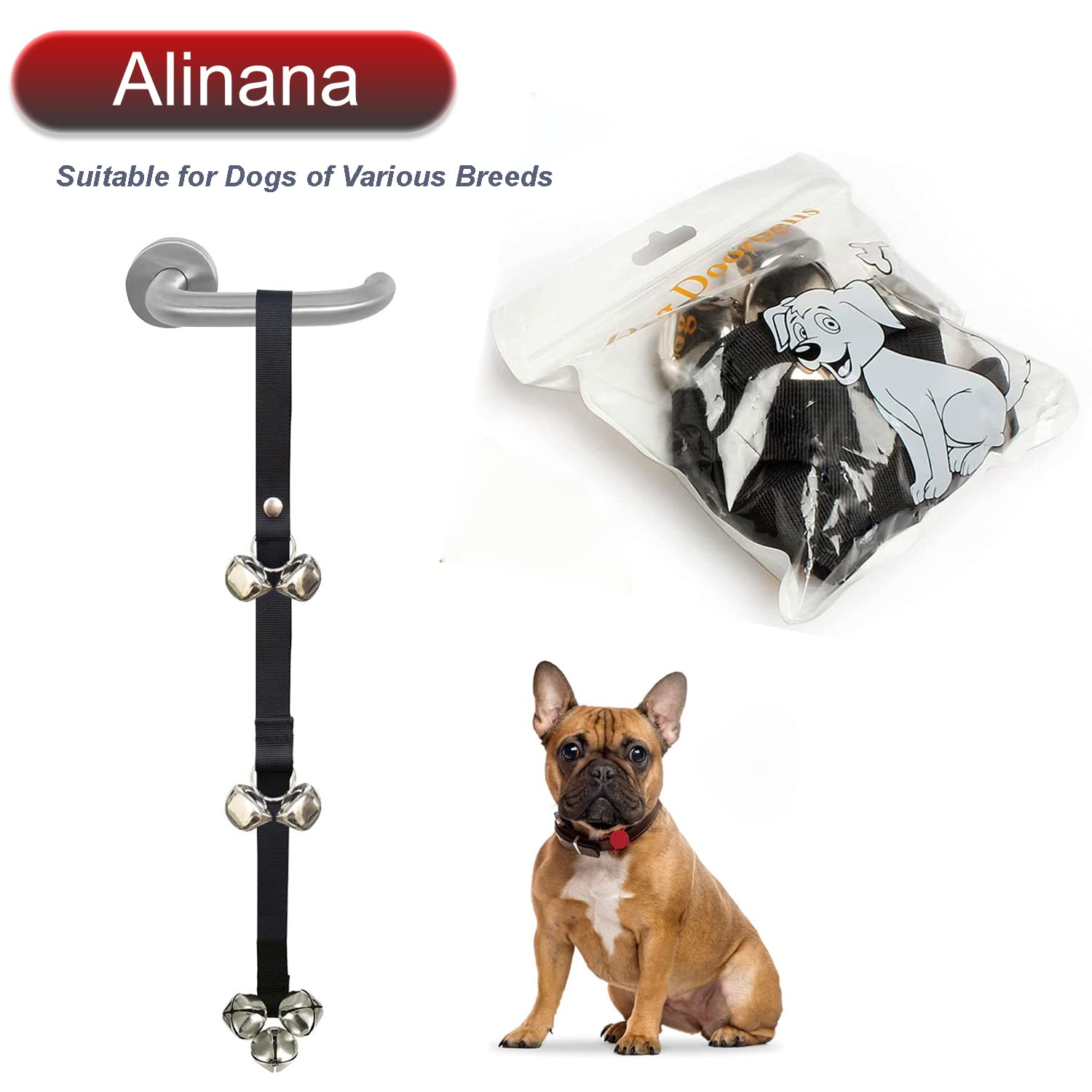 Alinana Adjustable Dog Doorbell For Training - 7 Extra-Loud Dog Door Bell For Going Outside And Potty Training - Ideal Puppy Training Supplies