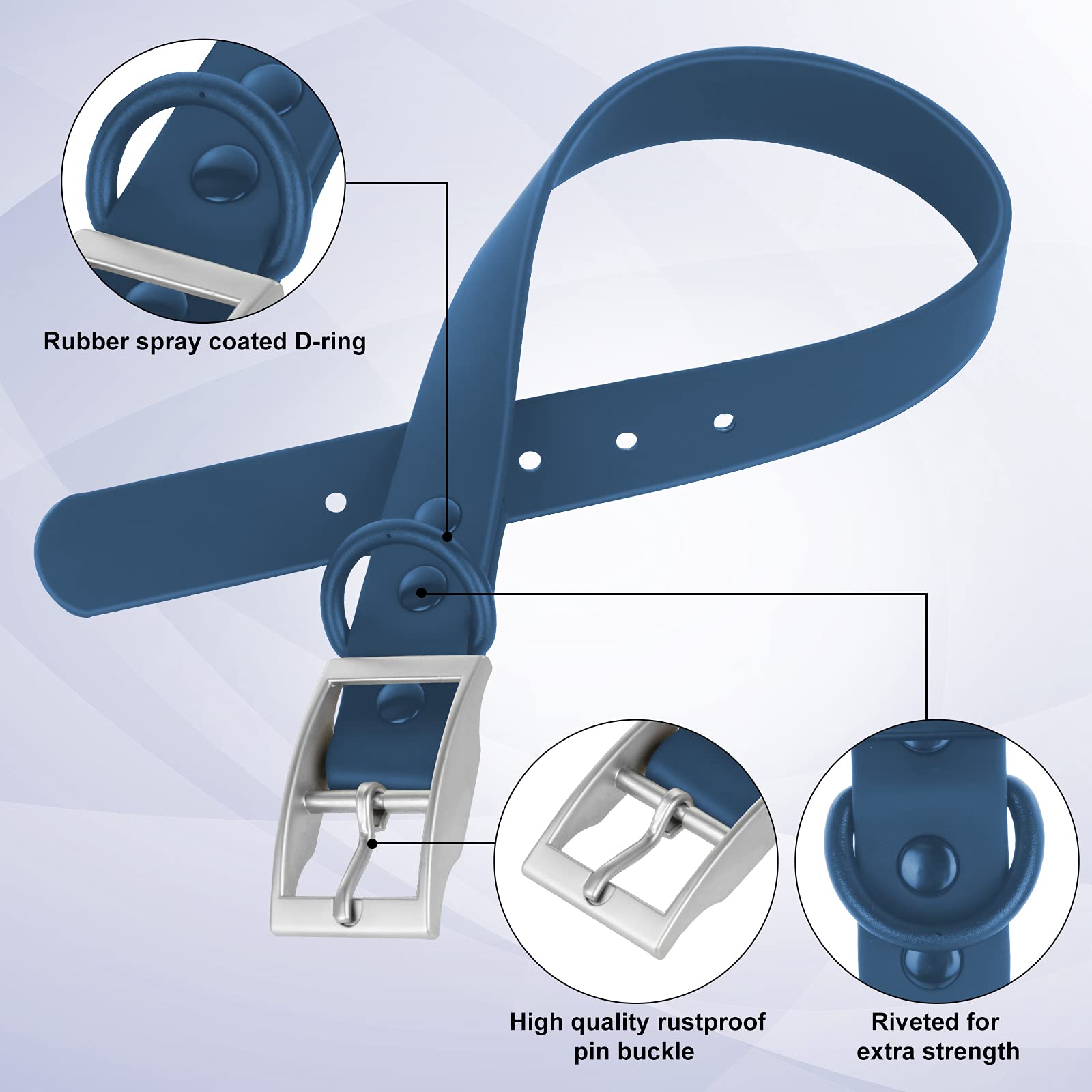 Adjustable Dog Collar with Airtag Holder: Durable Dog Collars, Soft Rubber Coated Webbing, Waterproof and Easy to Clean, for Sma